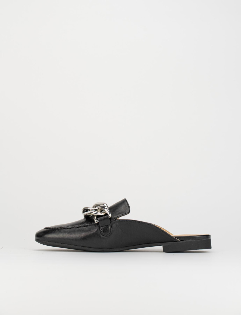 Sabot heel 1 cm black leather