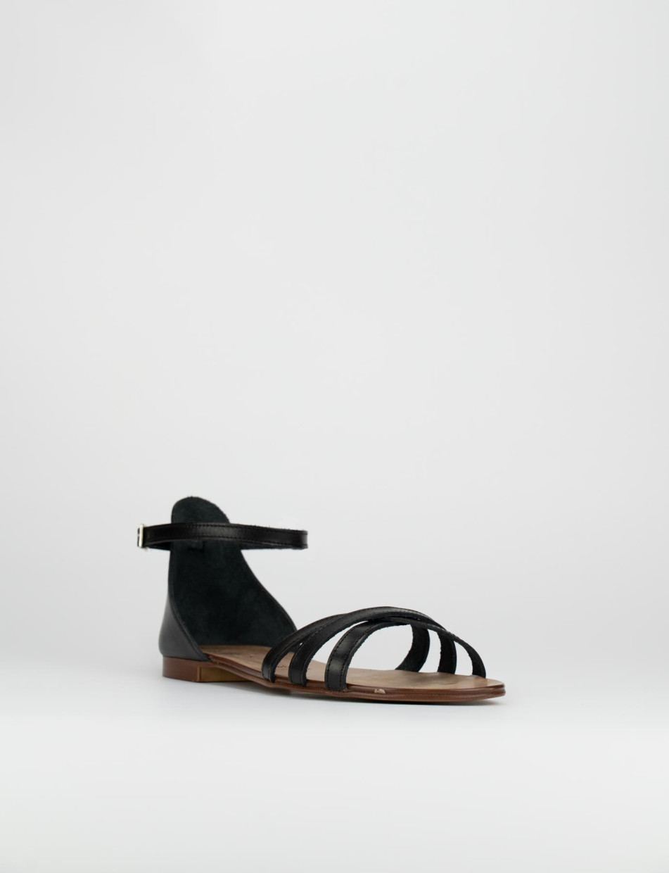 Black leather sandals low heel shop