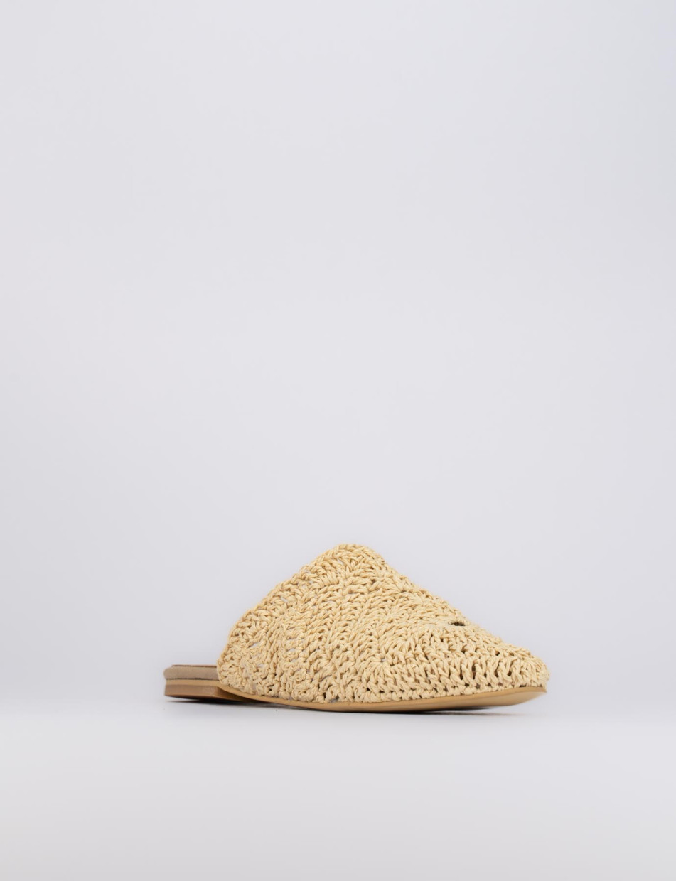 Sabot tacco 1 cm beige tessuto