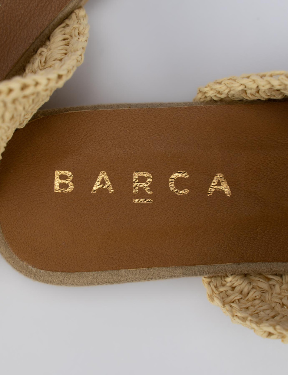 Sabot tacco 1 cm beige tessuto