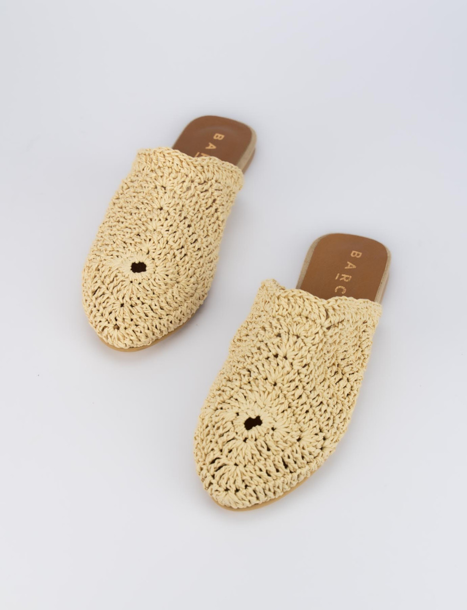 Sabot tacco 1 cm beige tessuto