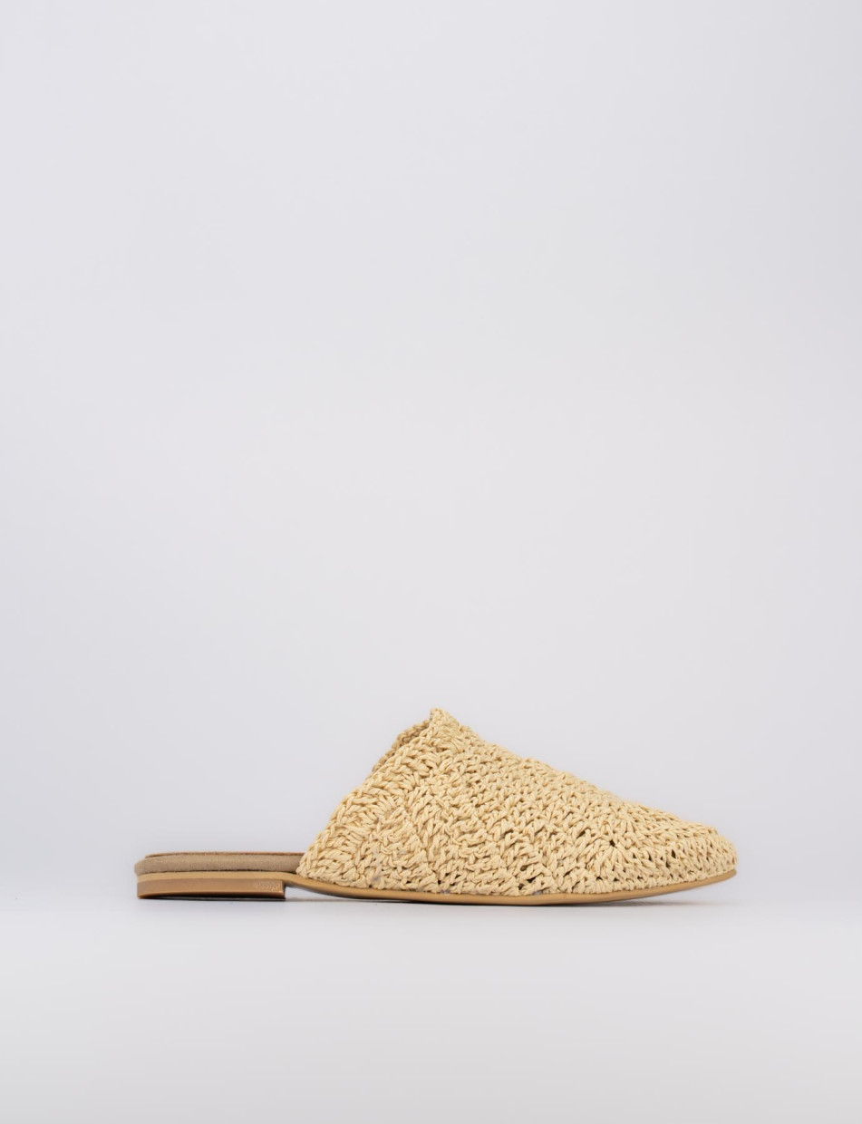 Sabot tacco 1 cm beige tessuto