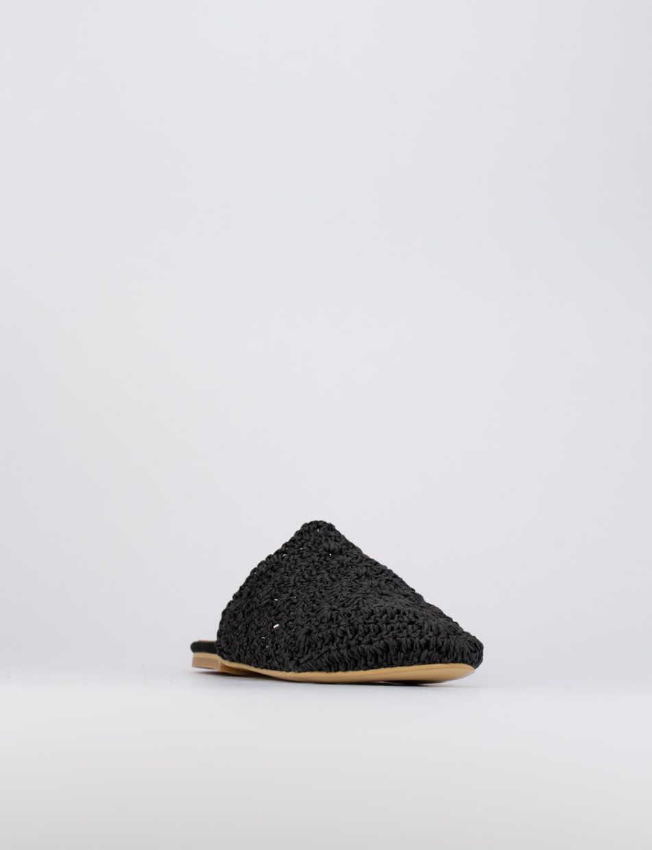 Sabot heel 1 cm black tissue