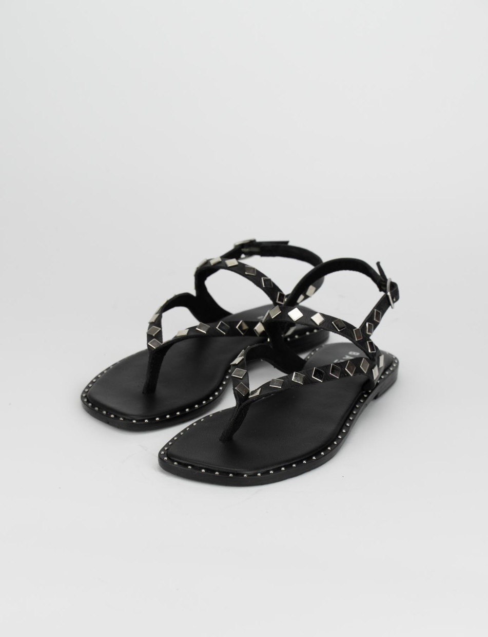 Flip flops heel 1 cm black leather