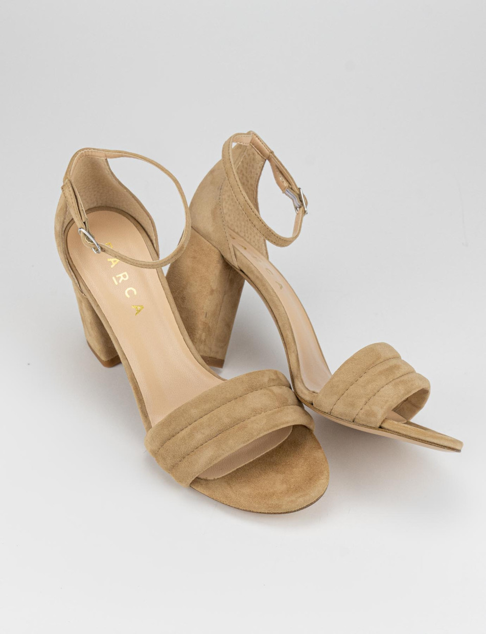 High heel sandals heel 8 cm beige chamois