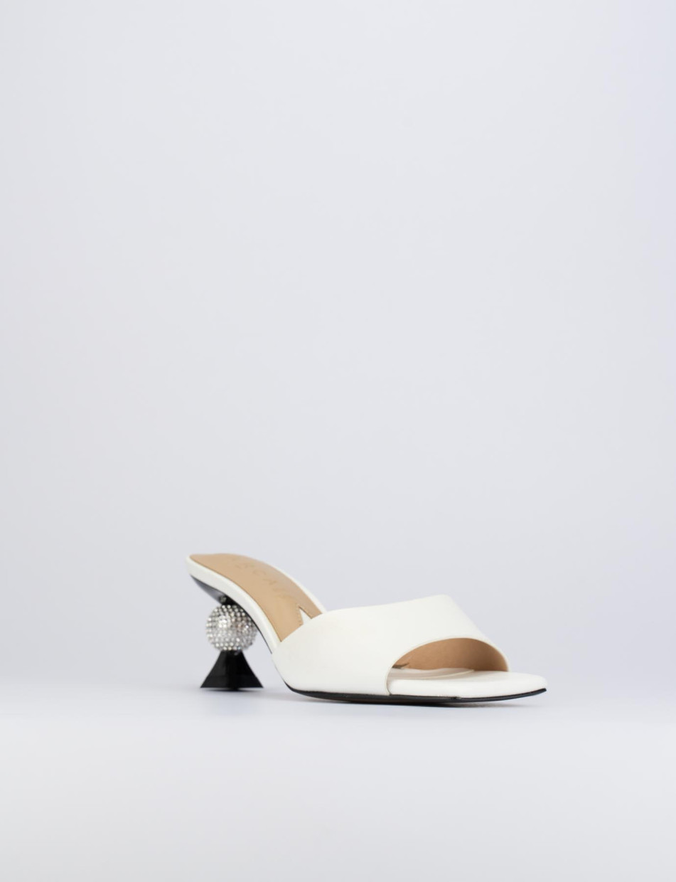 Ciabatta da passeggio tacco 4 cm bianco pelle