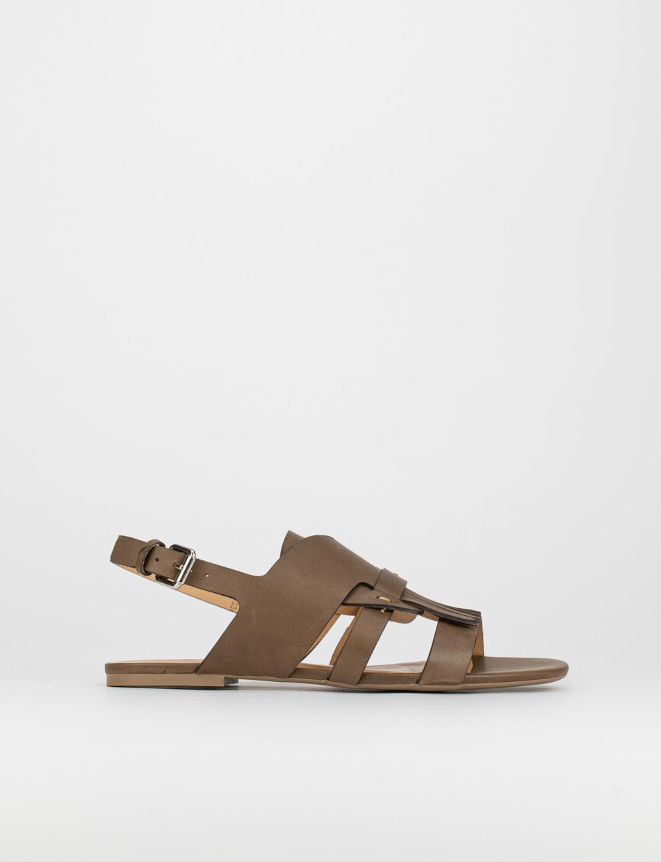 Low heel sandals heel 1 cm dark brown leather