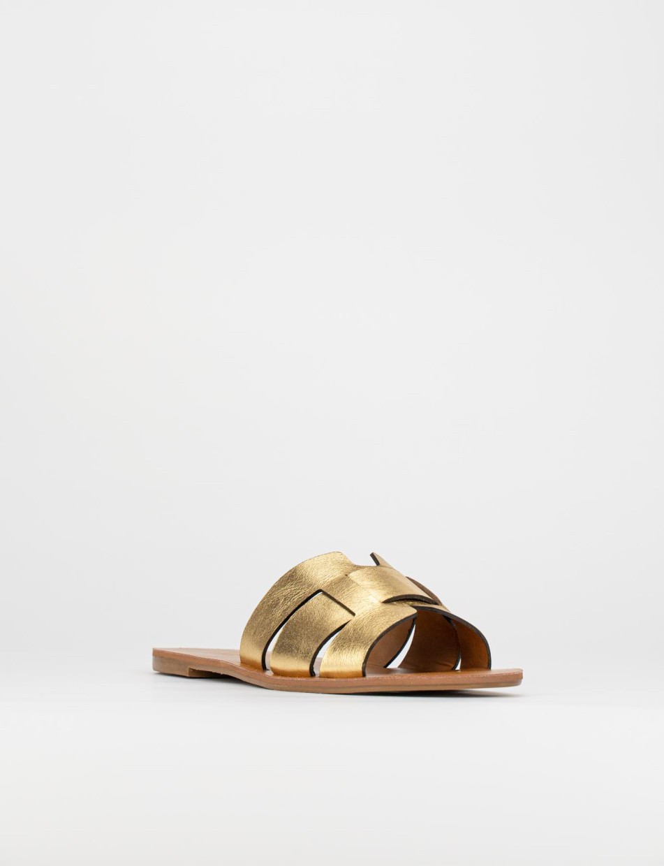 Slippers woman heel 1 cm gold leather Barca Stores