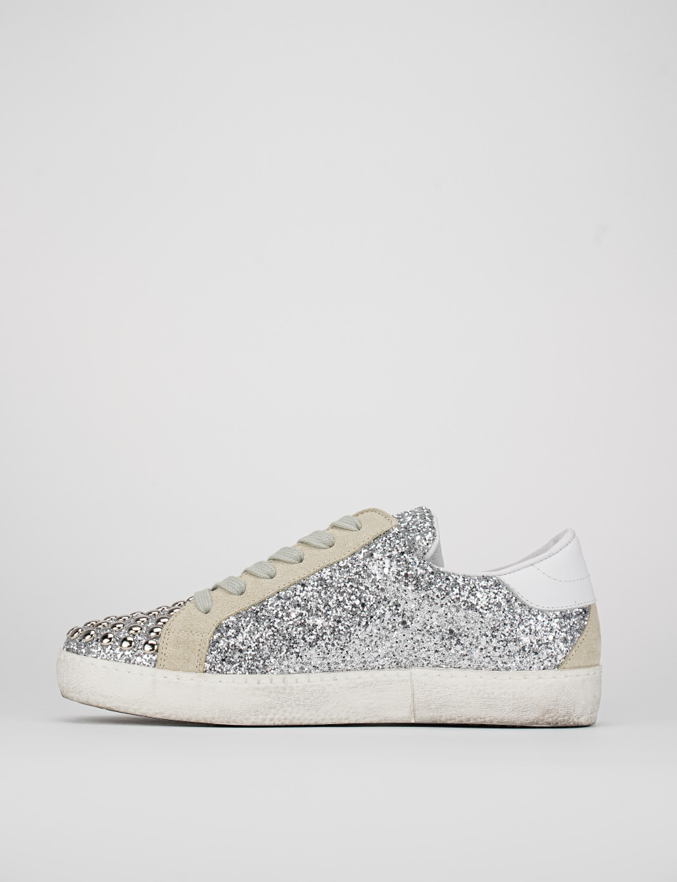 Sneakers pelle argento