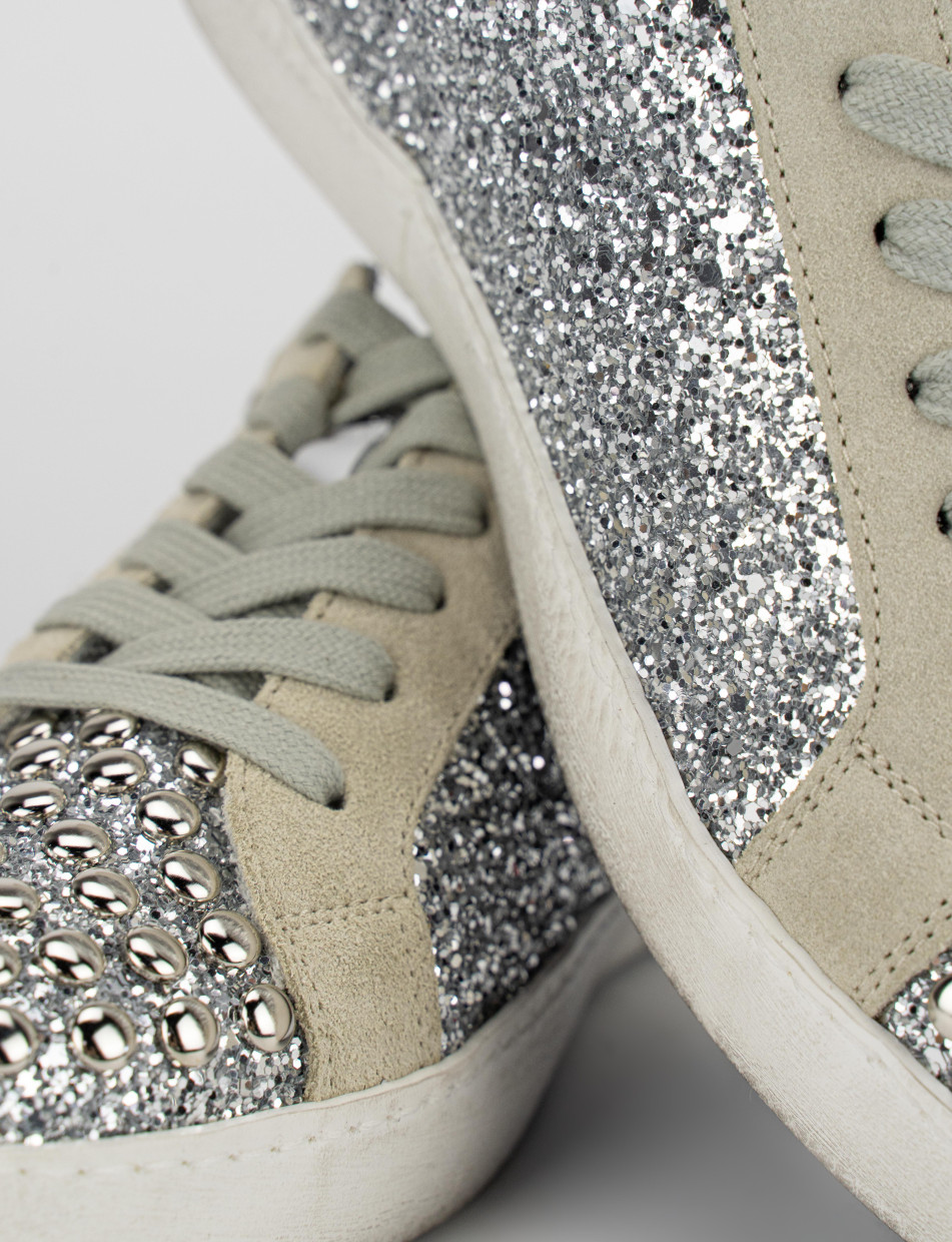 Sneakers pelle argento