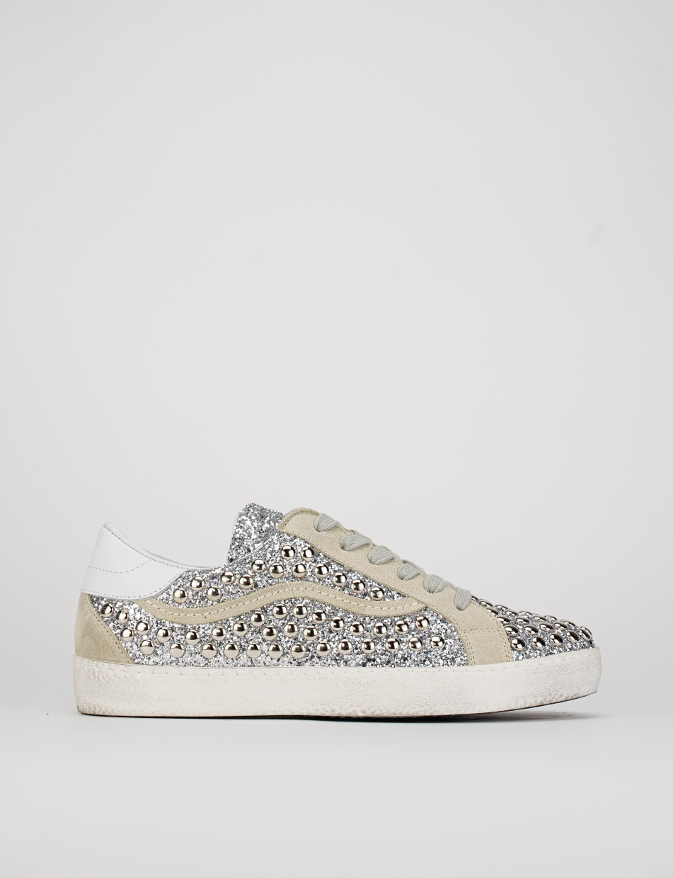 Sneakers pelle argento