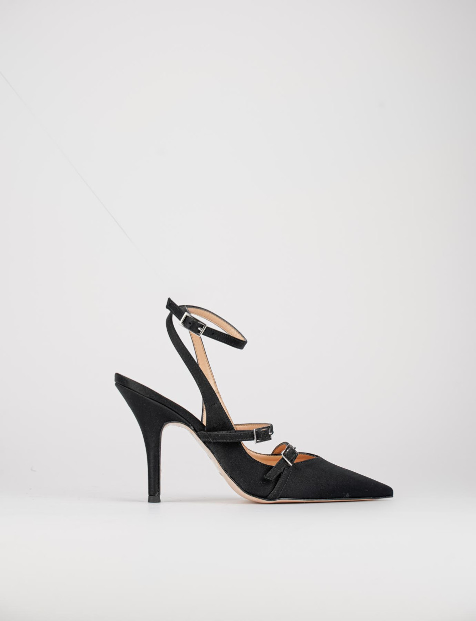 Slingback decoltè tacco 9 cm nero raso