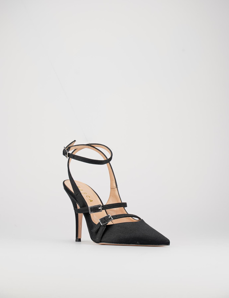 Slingback decoltè tacco 9 cm nero raso