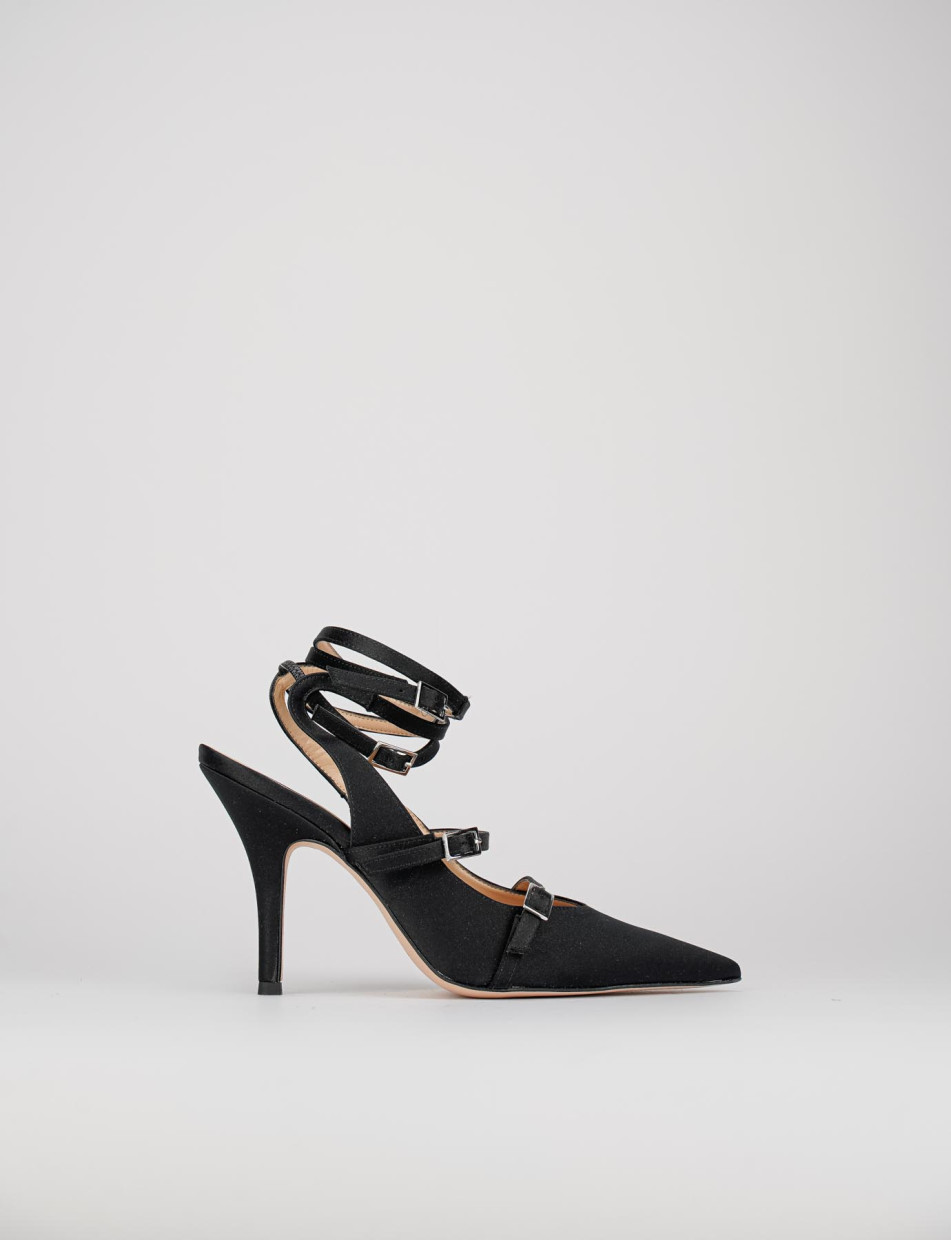 Slingback decoltè tacco 9 cm nero raso