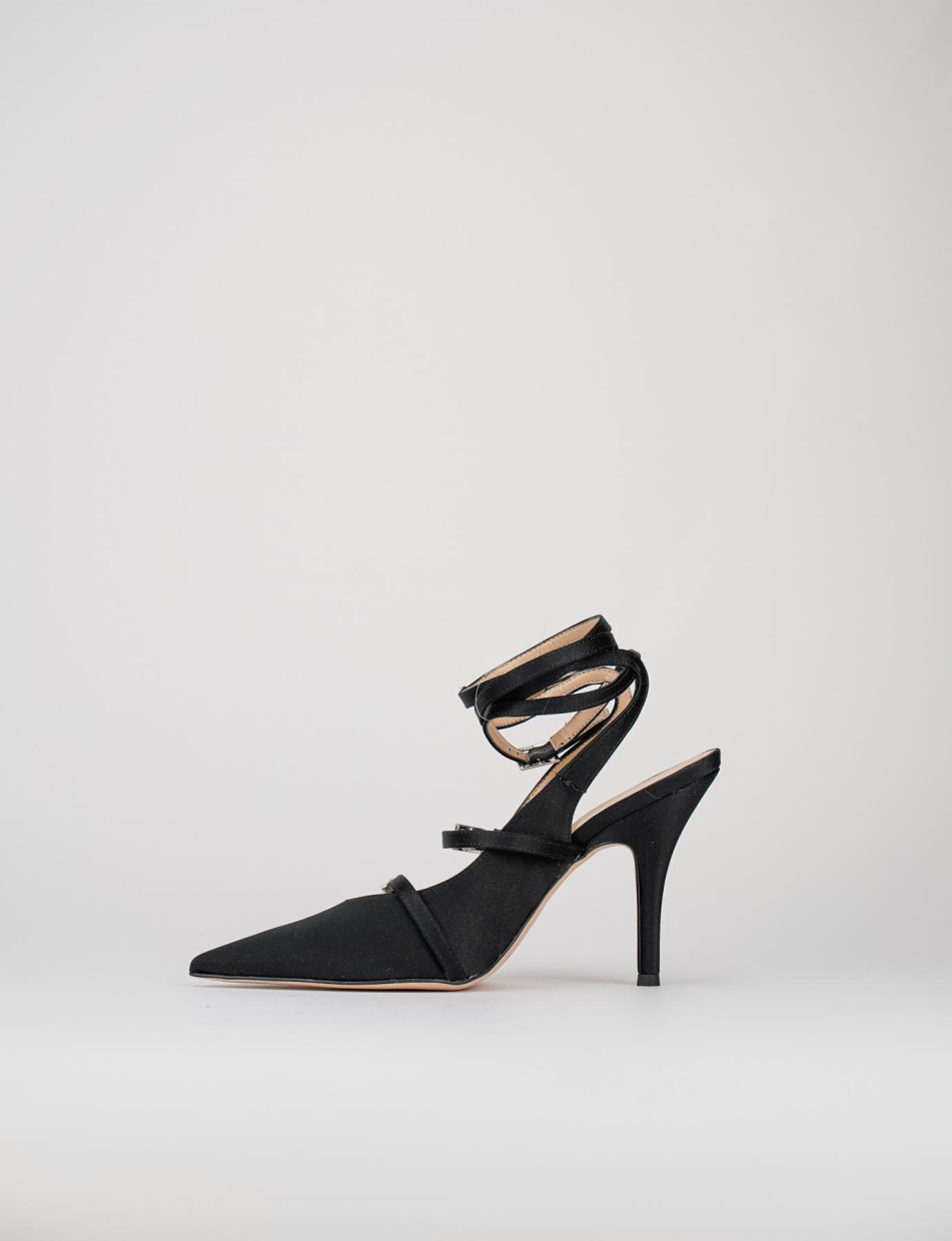 Slingback decoltè tacco 9 cm nero raso