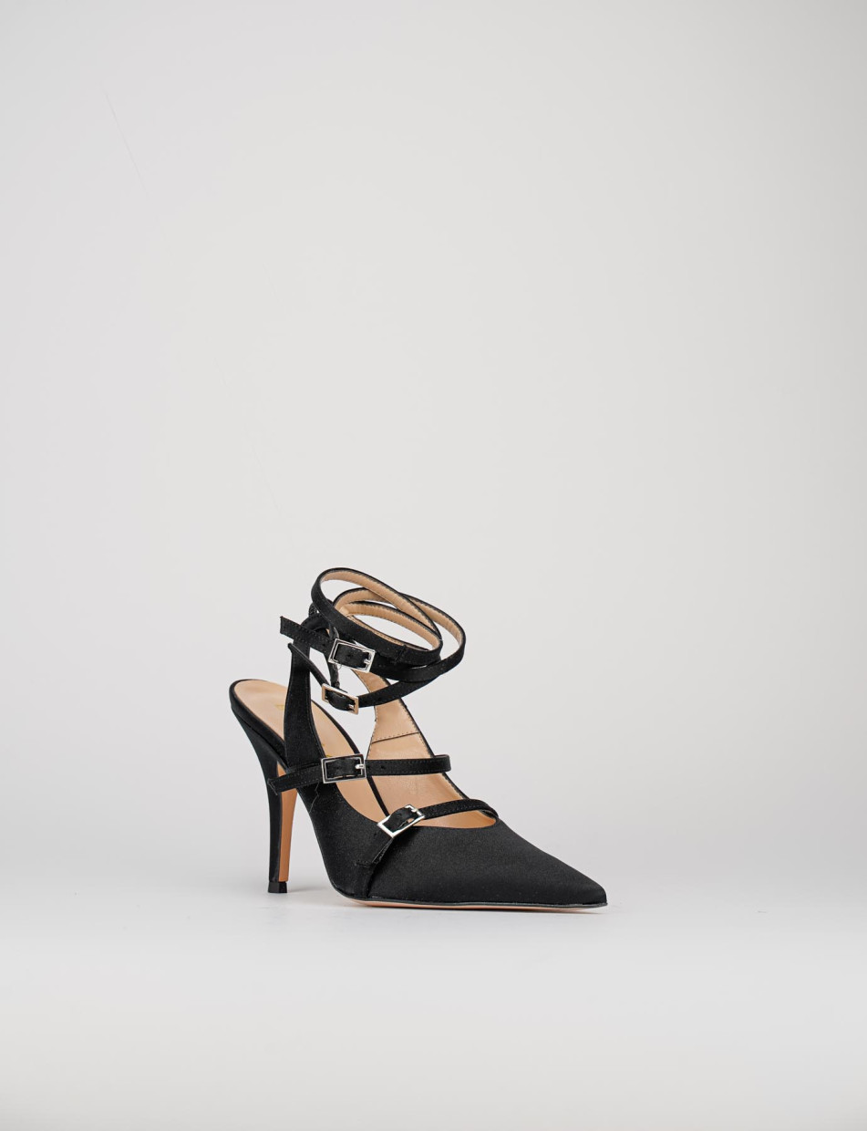 Slingback decoltè tacco 9 cm nero raso