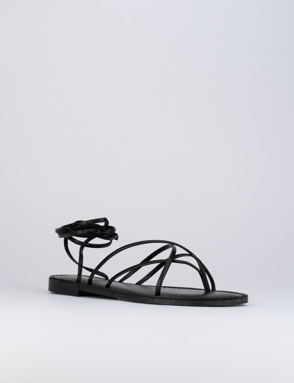 Sandalo tacco 1 cm nero pelle