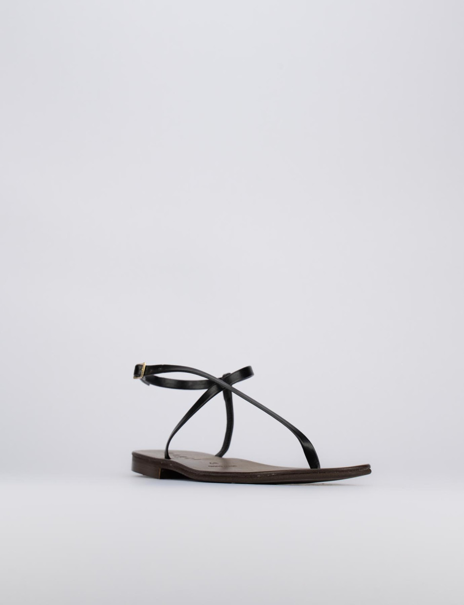 Sandalo infradito tacco 1 cm nero pelle
