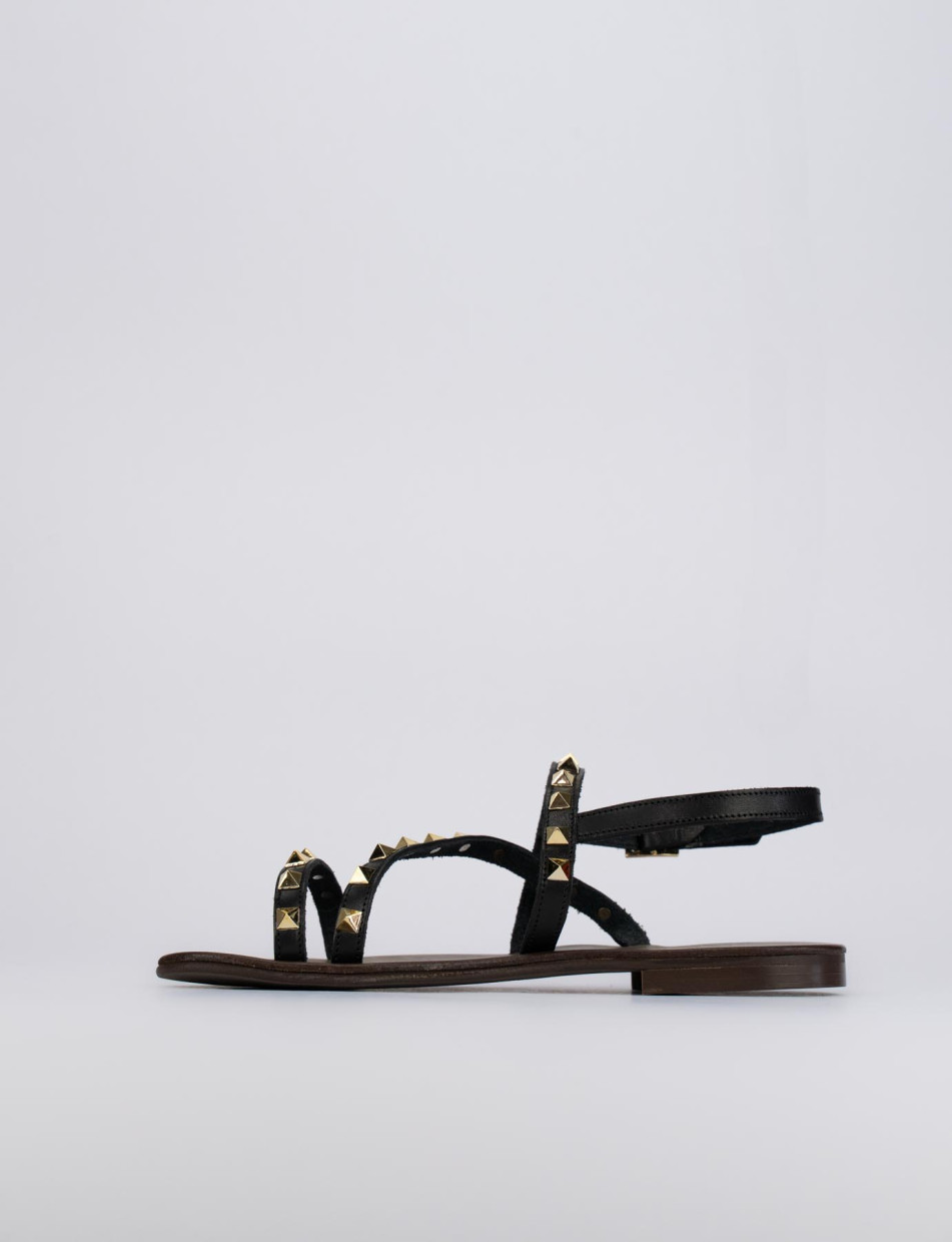 Sandalo tacco 1 cm nero pelle