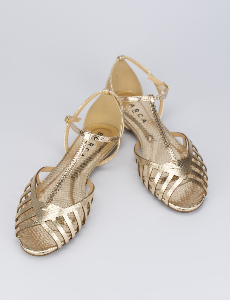 Low heel sandals heel 1 cm gold python