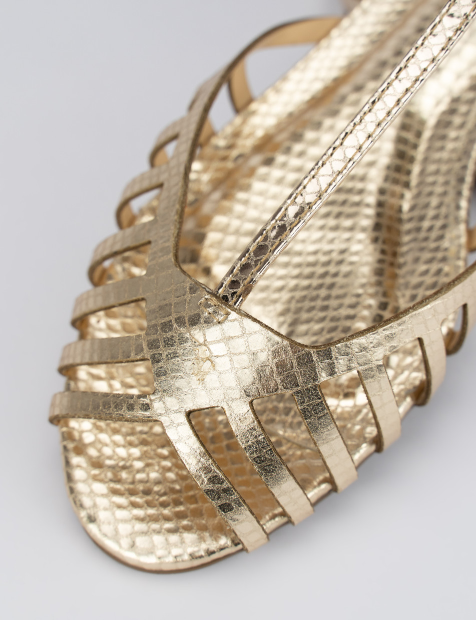 Low heel sandals heel 1 cm gold python