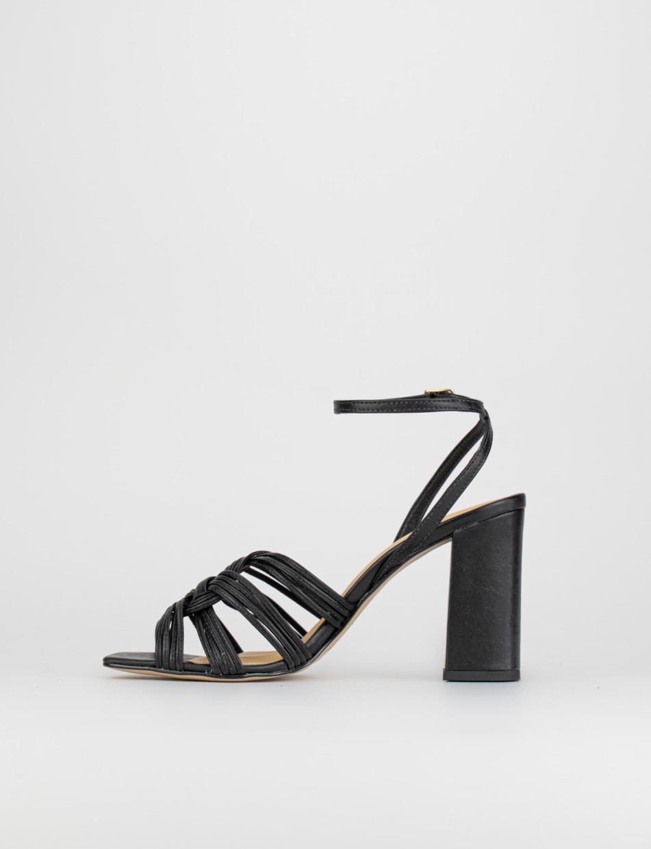 Sandalo tacco 8 cm nero pelle