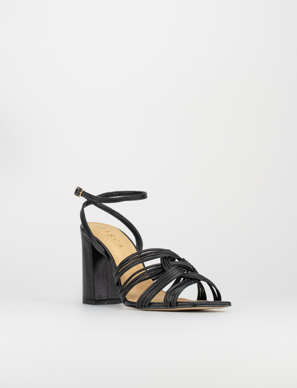 Sandalo tacco 8 cm nero pelle