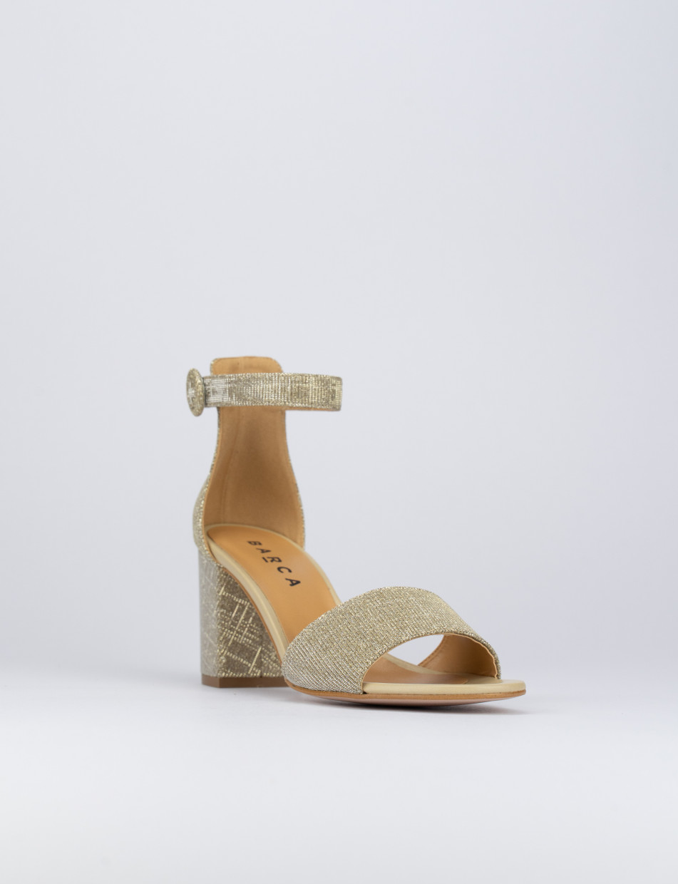 High heel sandals heel 7 cm gold tissue