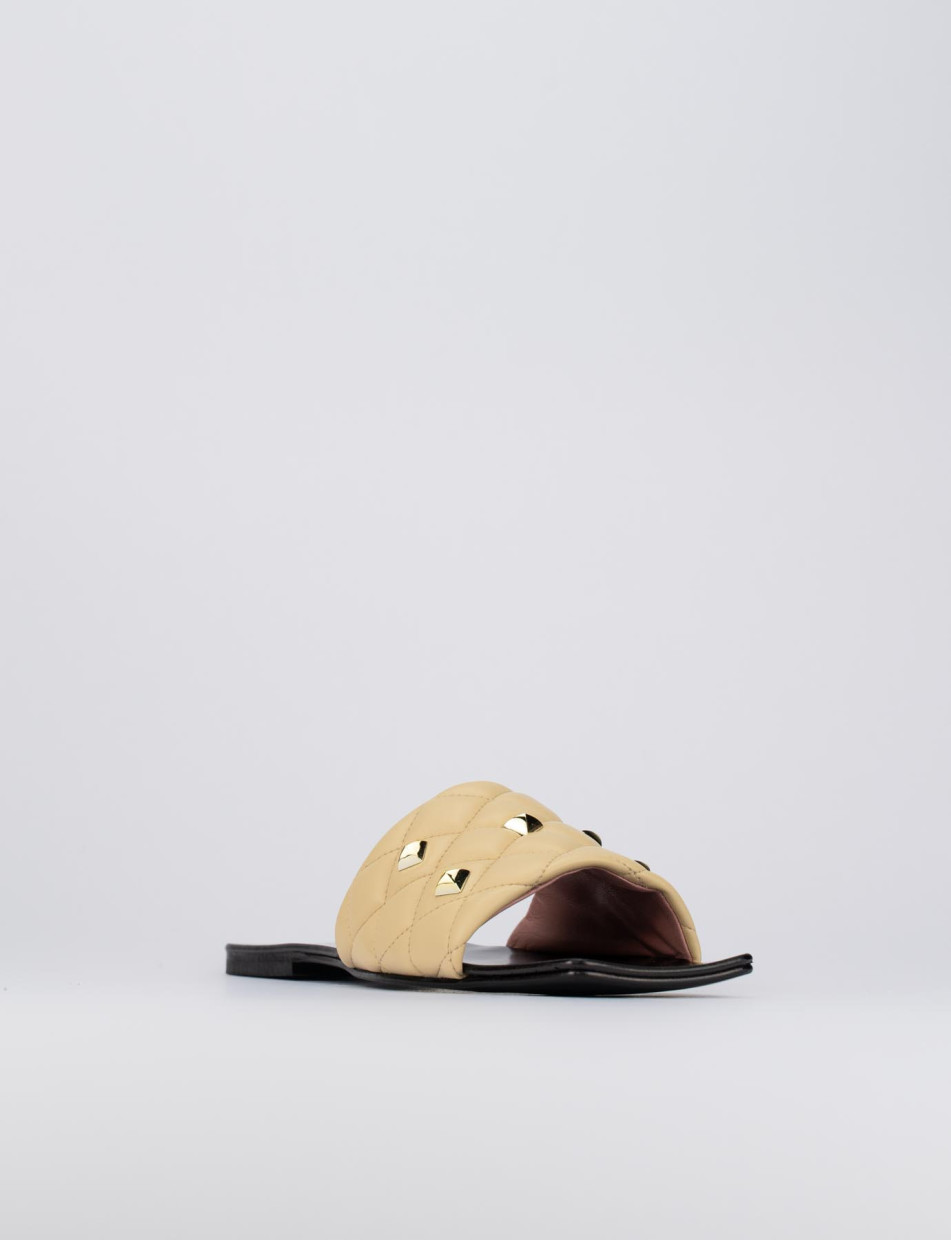 Slippers woman heel 1 cm beige leather Barca Stores