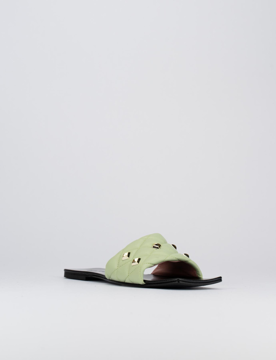 Slippers woman heel 1 cm green leather Barca Stores