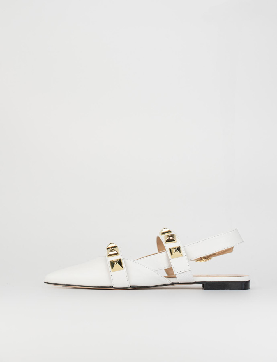 Sandalo ballerina tacco 1 cm bianco pelle Barca Stores