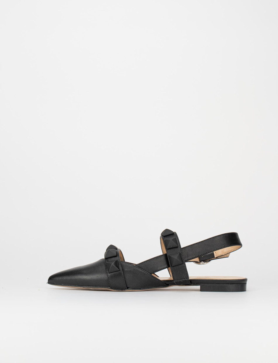 Sandalo ballerina tacco 1 cm nero pelle