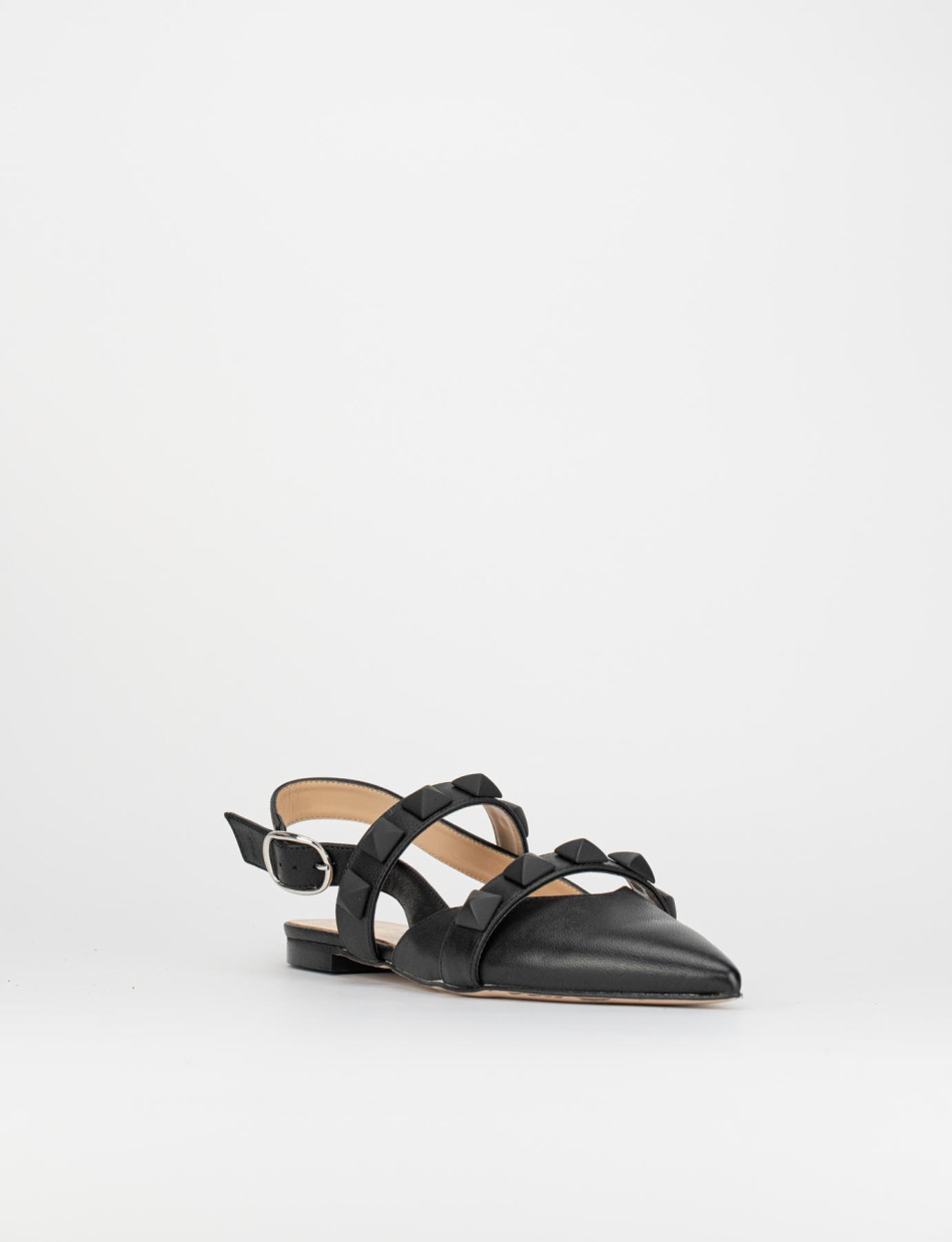 Sandalo ballerina tacco 1 cm nero pelle