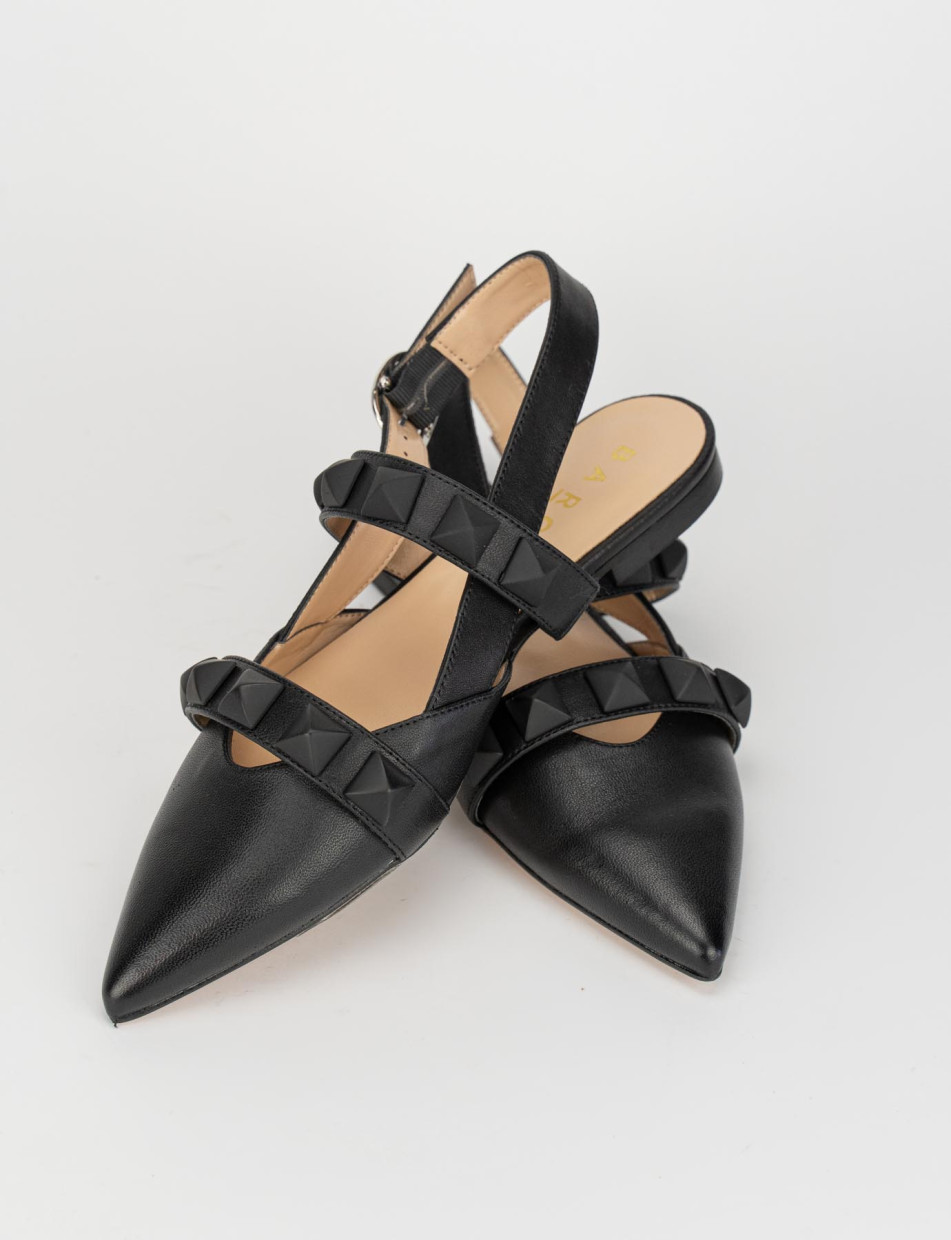 Sandalo ballerina tacco 1 cm nero pelle