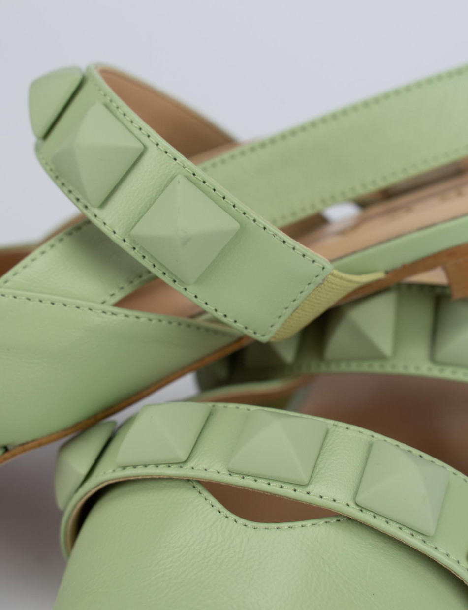 Sandalo ballerina tacco 1 cm verde pelle
