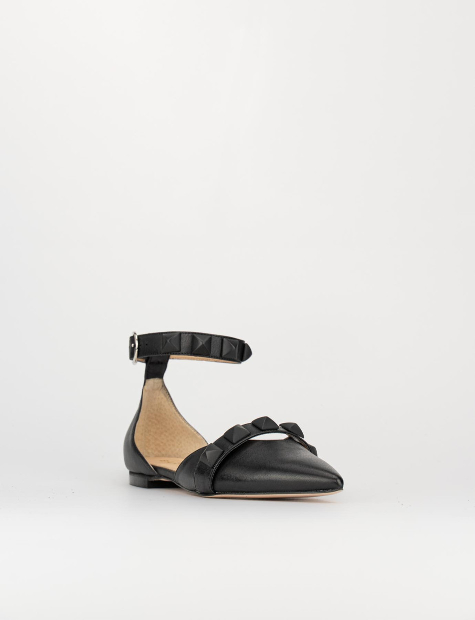 Sandalo ballerina tacco 1 cm nero pelle