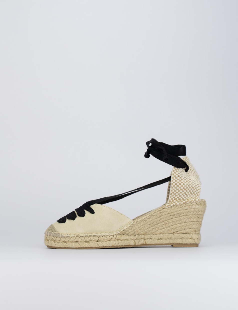 Espadrilla zeppa 8 cm beige camoscio