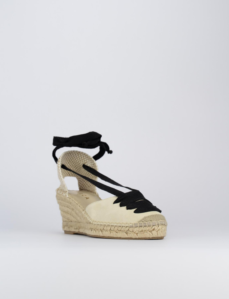 Espadrillas heel 8 cm beige chamois