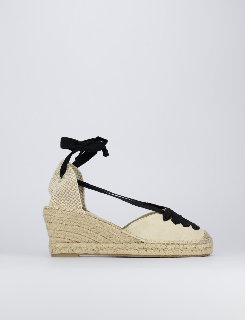 Espadrillas heel 8 cm beige chamois