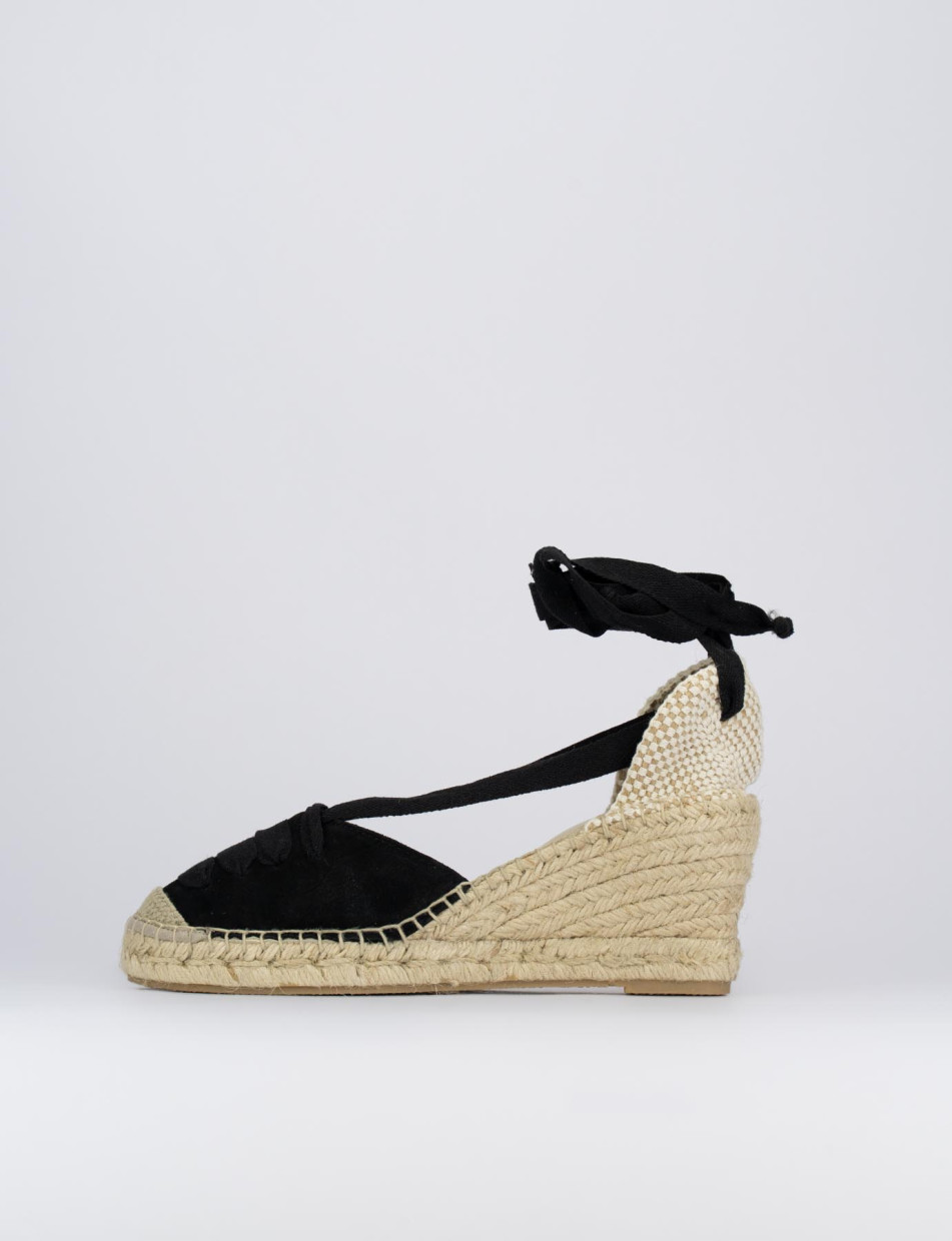 Espadrillas heel 8 cm black chamois