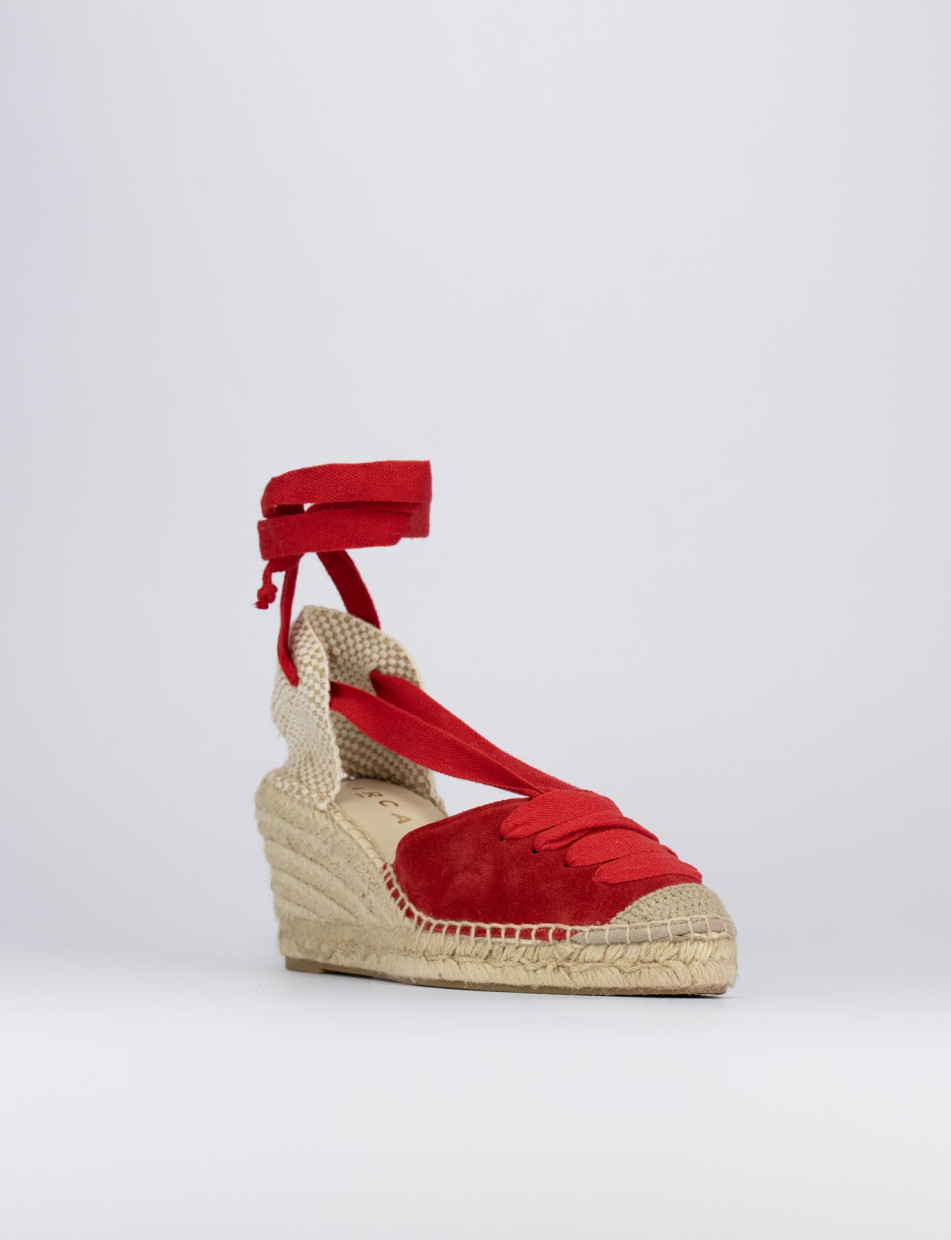 Espadrilla zeppa 8 cm rosso camoscio