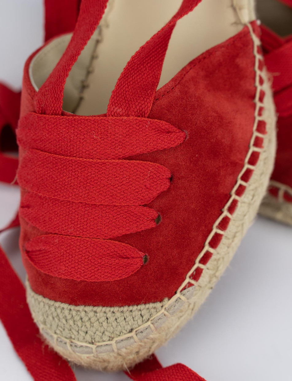 Espadrillas heel 8 cm red chamois