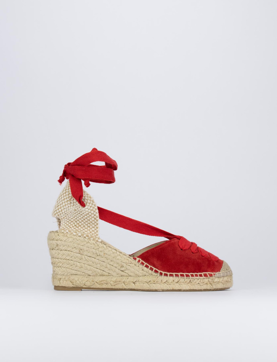 Espadrilla zeppa 8 cm rosso camoscio