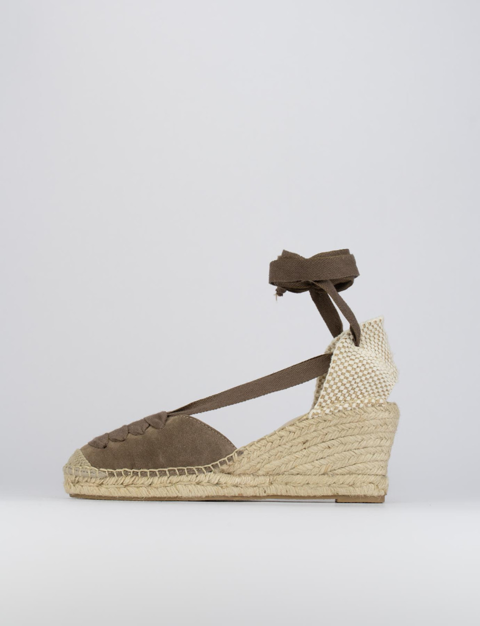 Espadrilla zeppa 8 cm beige camoscio