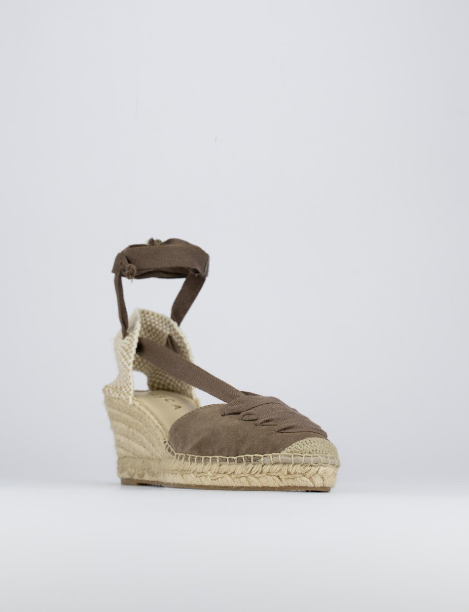 Espadrilla zeppa 8 cm beige camoscio