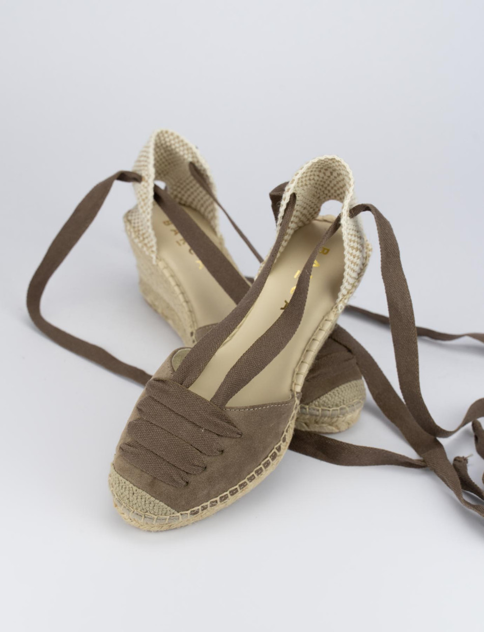 Espadrilla zeppa 8 cm beige camoscio