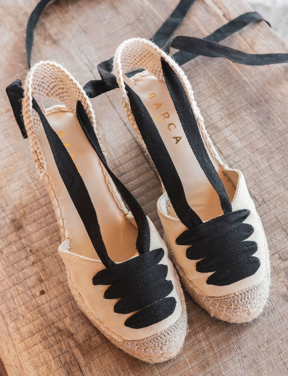 Espadrillas heel 8 cm beige chamois