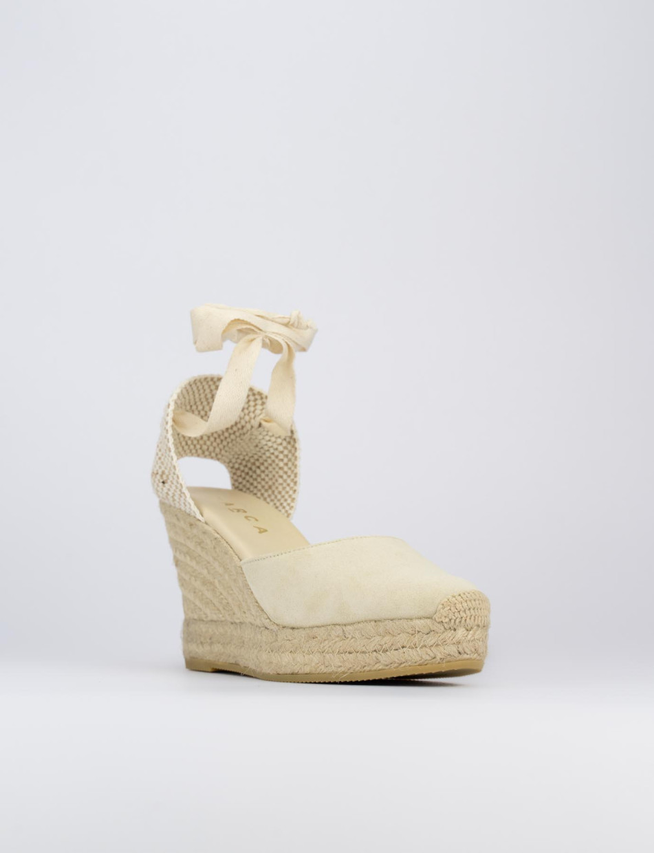 Espadrillas heel 8 cm beige chamois