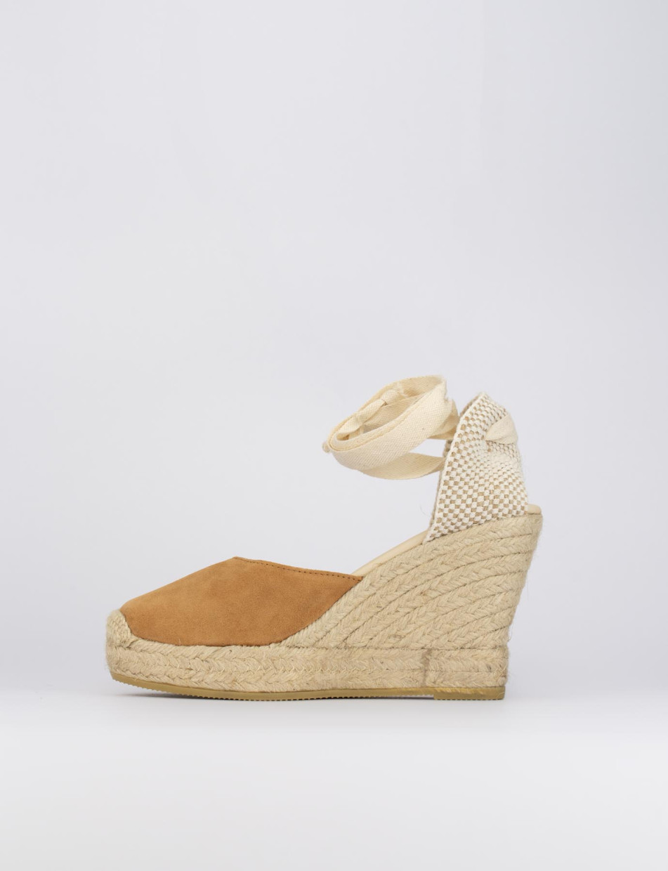 Espadrilla zeppa 8 cm marrone camoscio