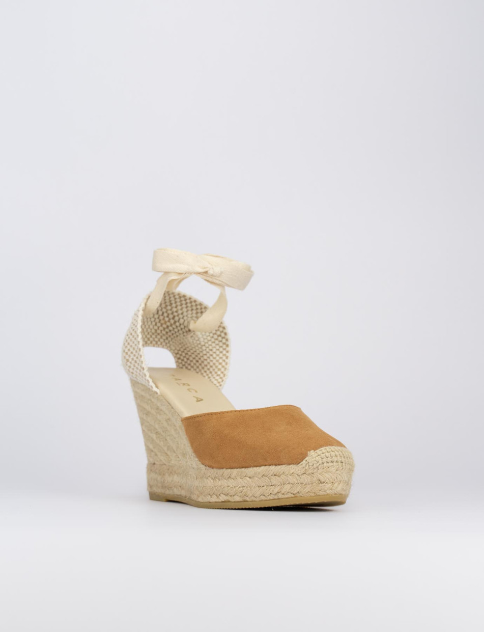 Espadrilla zeppa 8 cm marrone camoscio